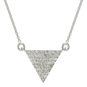 Sterling Silver Cubic Zirconia Triangle Necklace Geometric Pendant