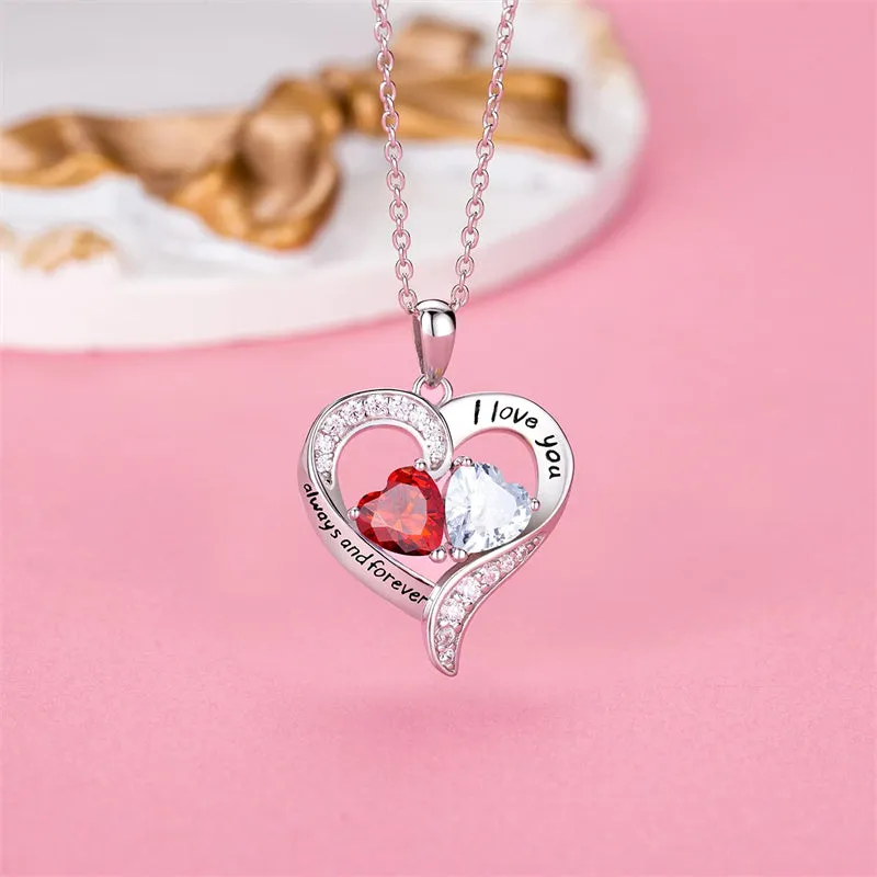 Sterling Silver Personalized Engraved Birthstone Pendant Necklace