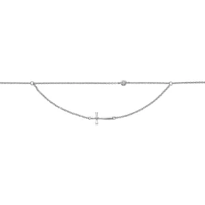 Sterling Silver Round Cubic Zirconia Cross Anklet