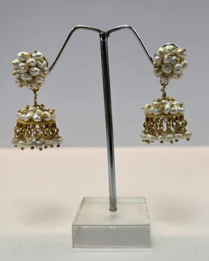 Stunning White Seed Pearl Jhumkas - Real Pearl Earrings