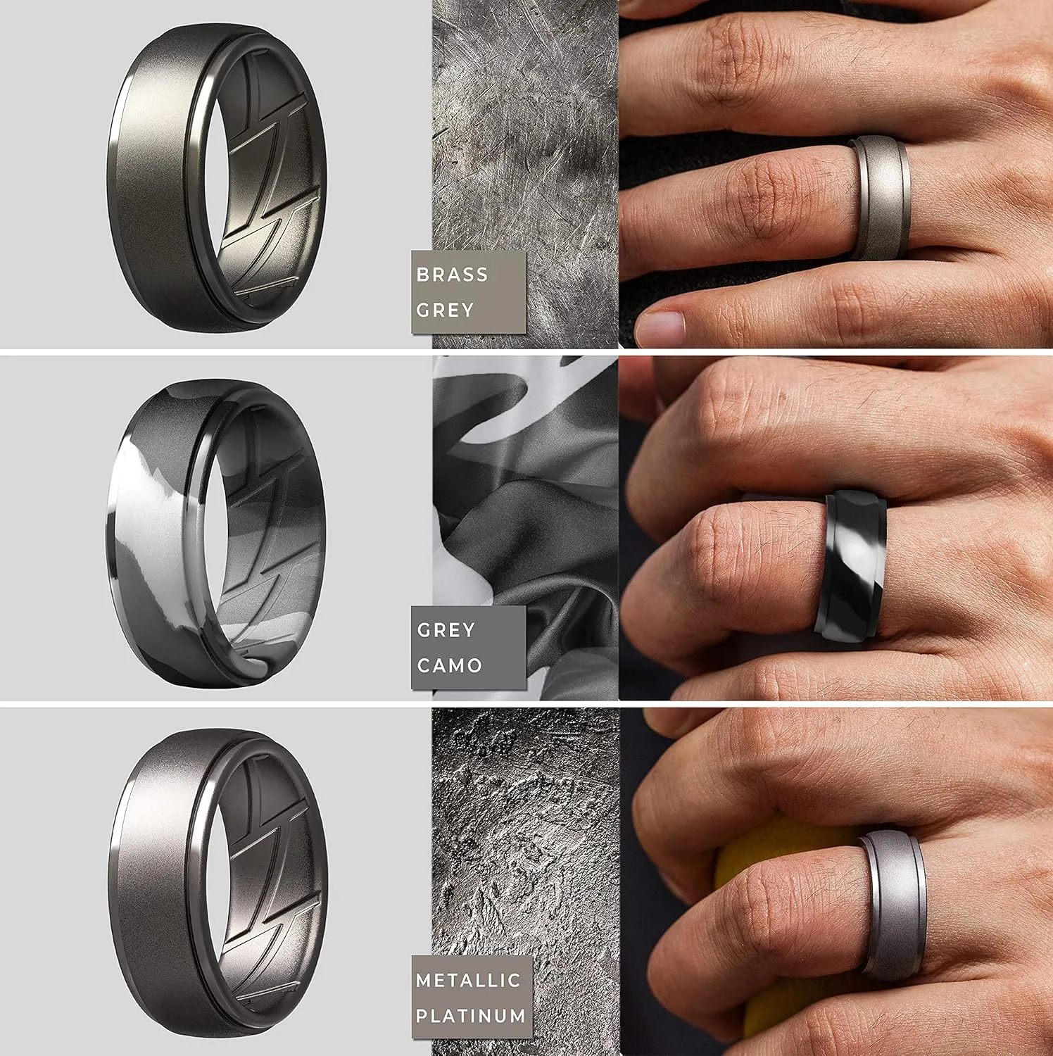 ThunderFit Men's Silicone Rings 10mm Wide 2.5mm Thick Rubber Bands, Breathable,Variety Multipack 1-7