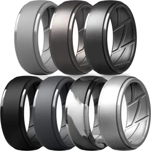 ThunderFit Men's Silicone Rings 10mm Wide 2.5mm Thick Rubber Bands, Breathable,Variety Multipack 1-7