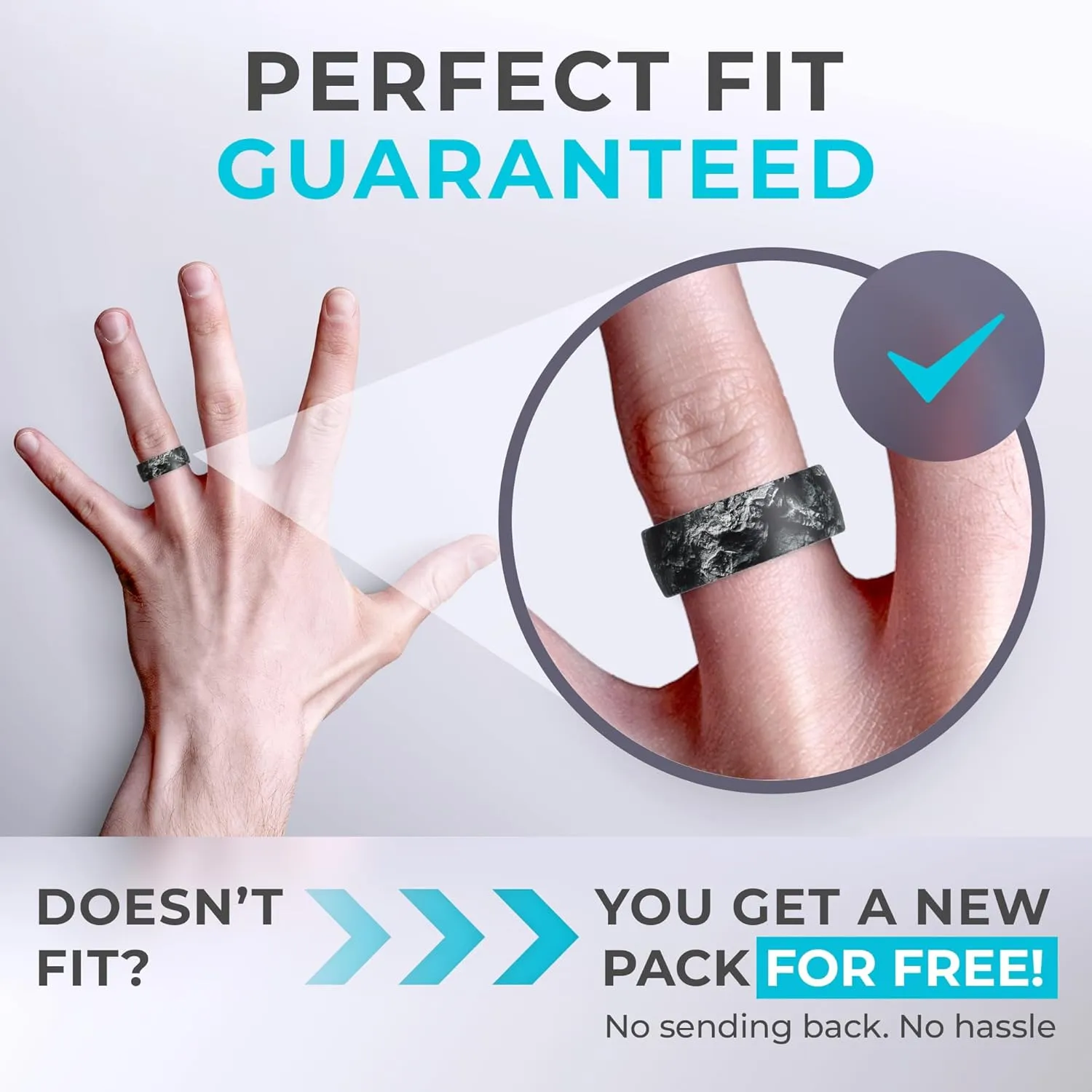 ThunderFit Silicone Wedding Rings for Men, Breathable Printed Design Rubber Engagement Bands 8mm Wide 2mm Thick