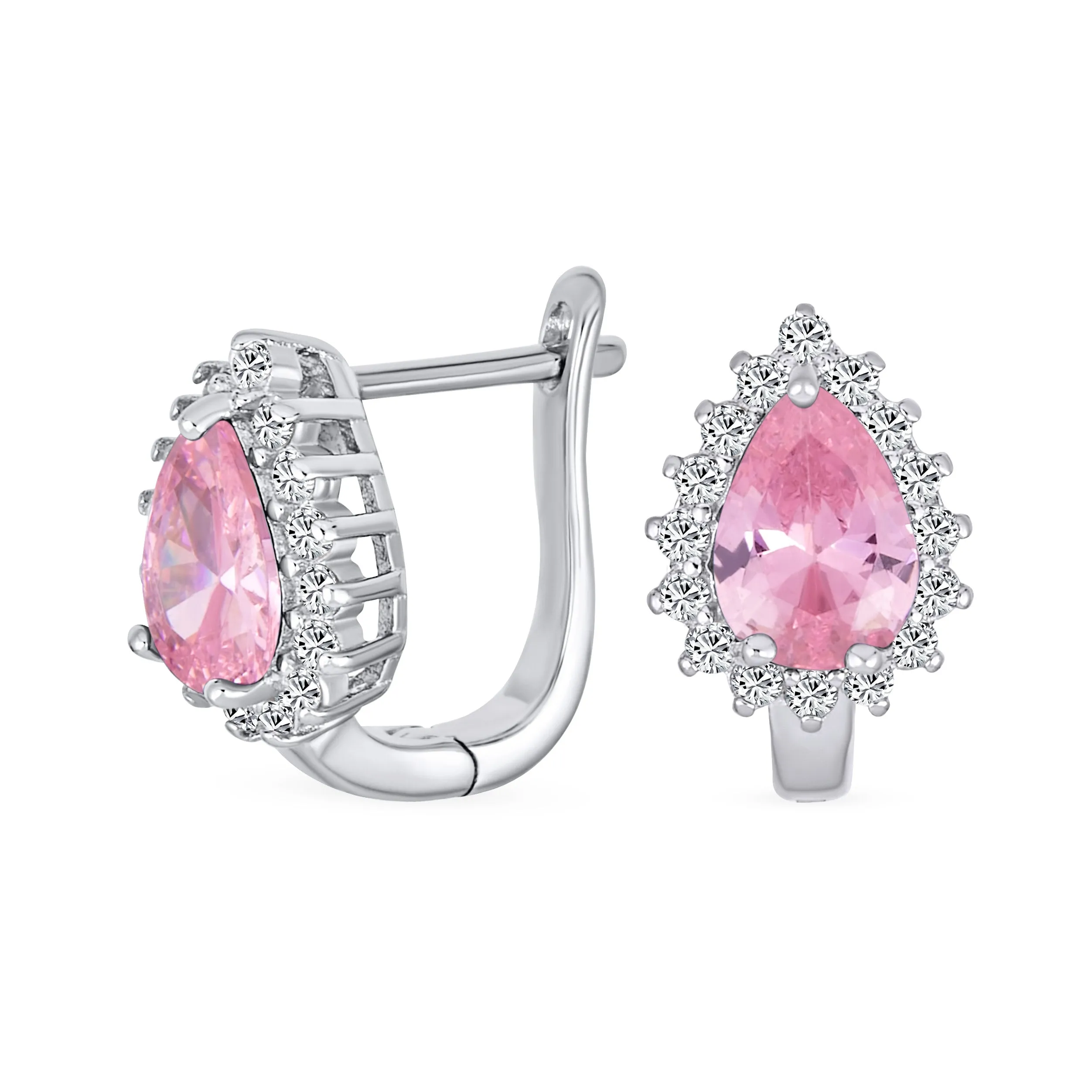 Timeless Bridal Elegance CZ Stud Earrings: Vintage Teardrop Huggie, Sterling Silver