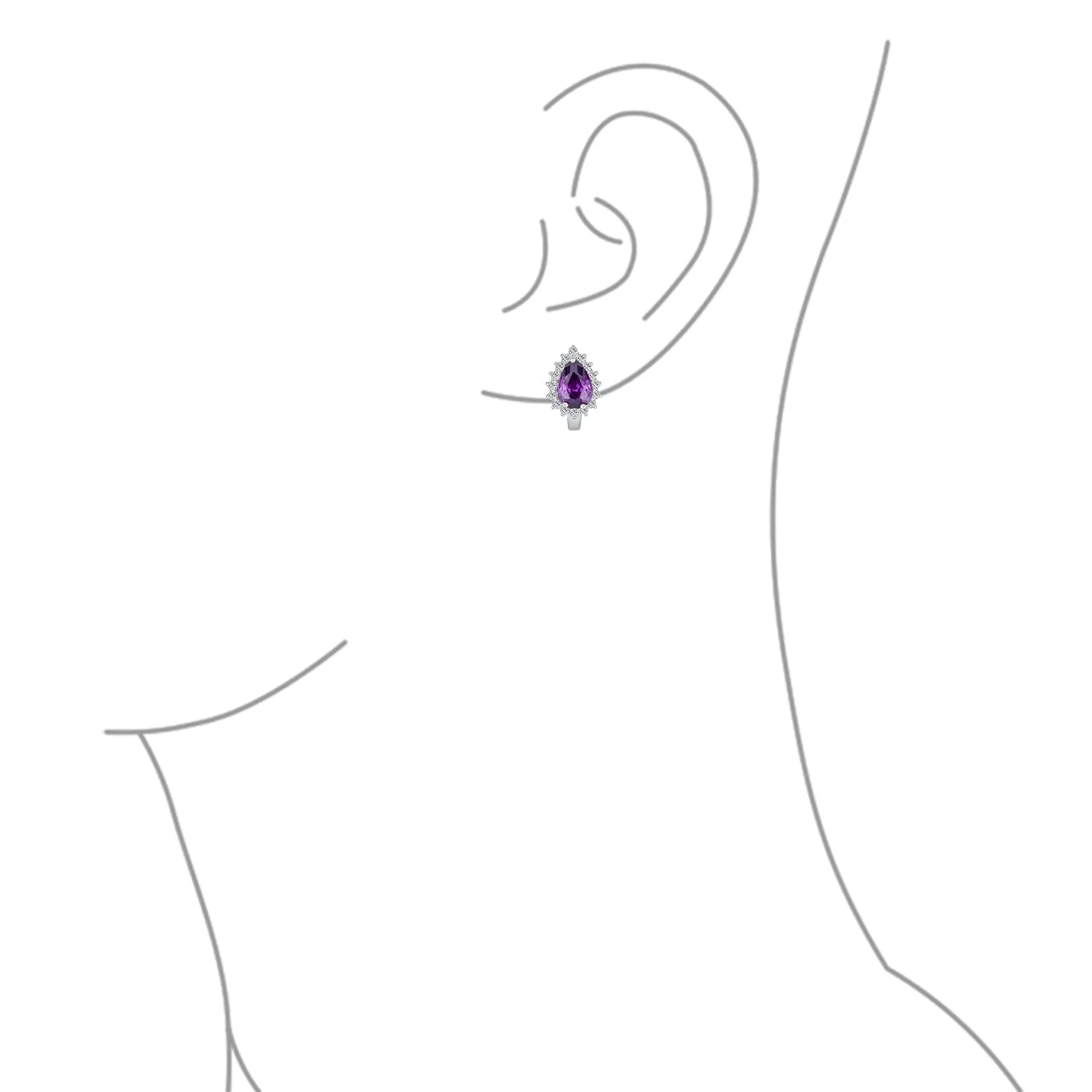 Timeless Bridal Elegance CZ Stud Earrings: Vintage Teardrop Huggie, Sterling Silver