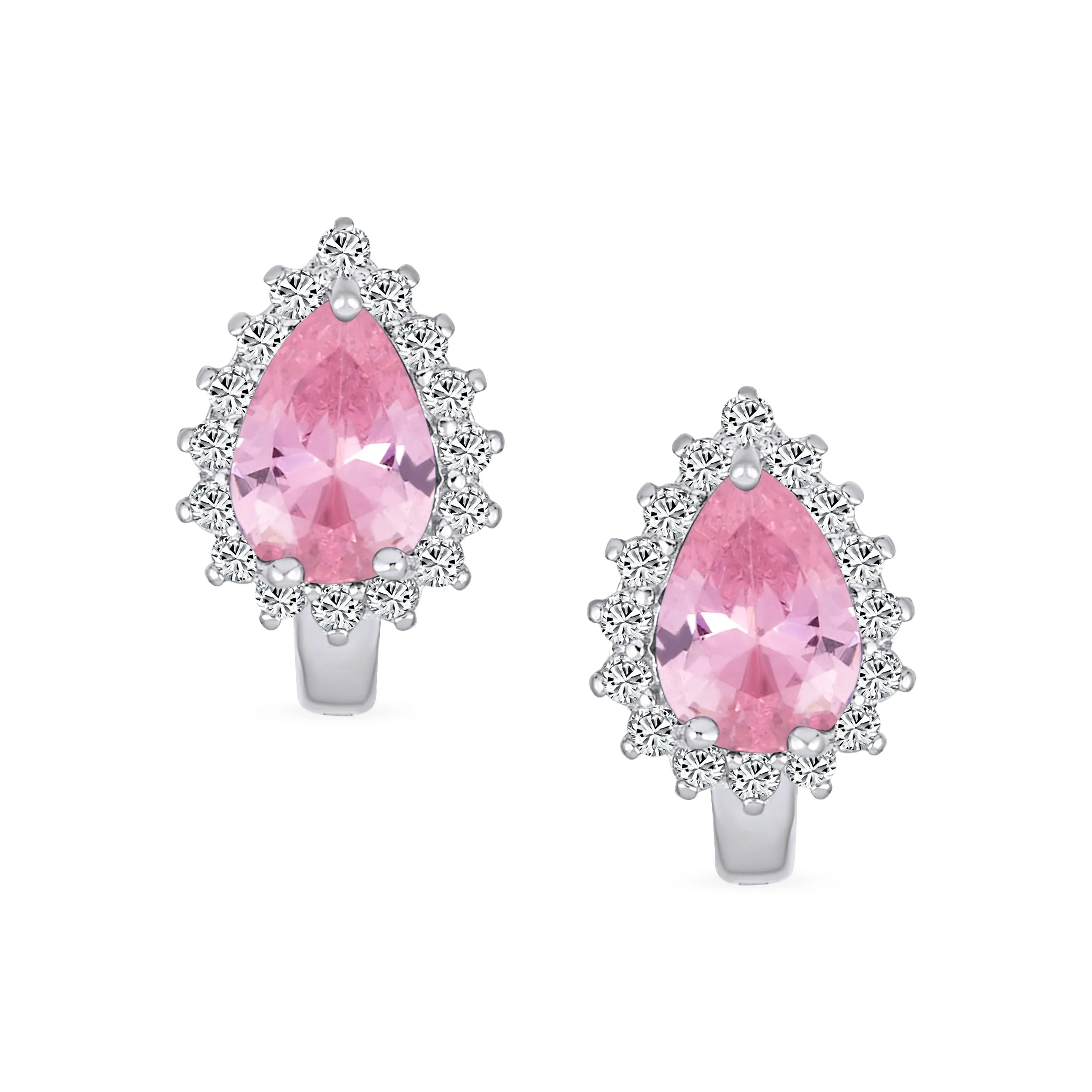 Timeless Bridal Elegance CZ Stud Earrings: Vintage Teardrop Huggie, Sterling Silver