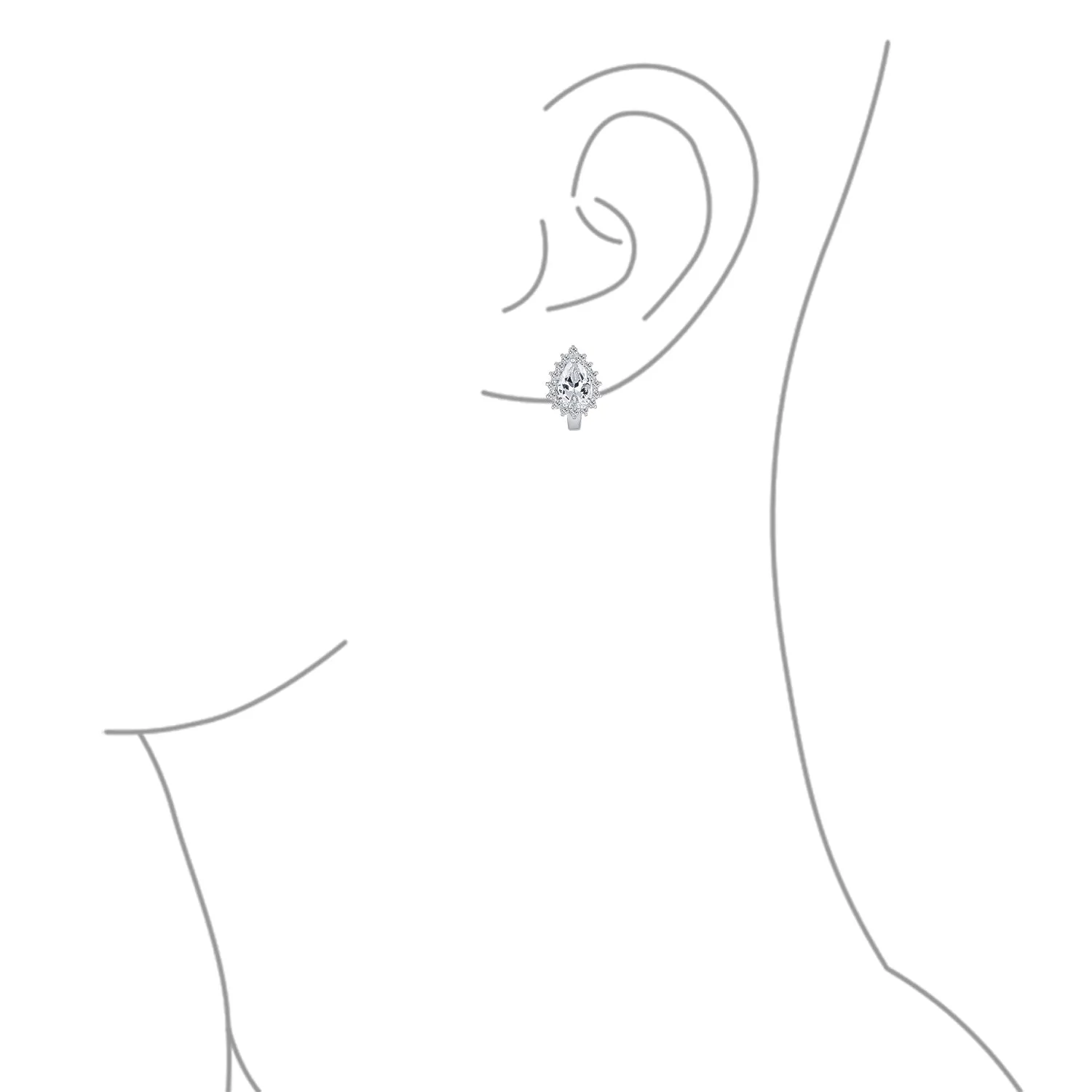 Timeless Bridal Elegance CZ Stud Earrings: Vintage Teardrop Huggie, Sterling Silver