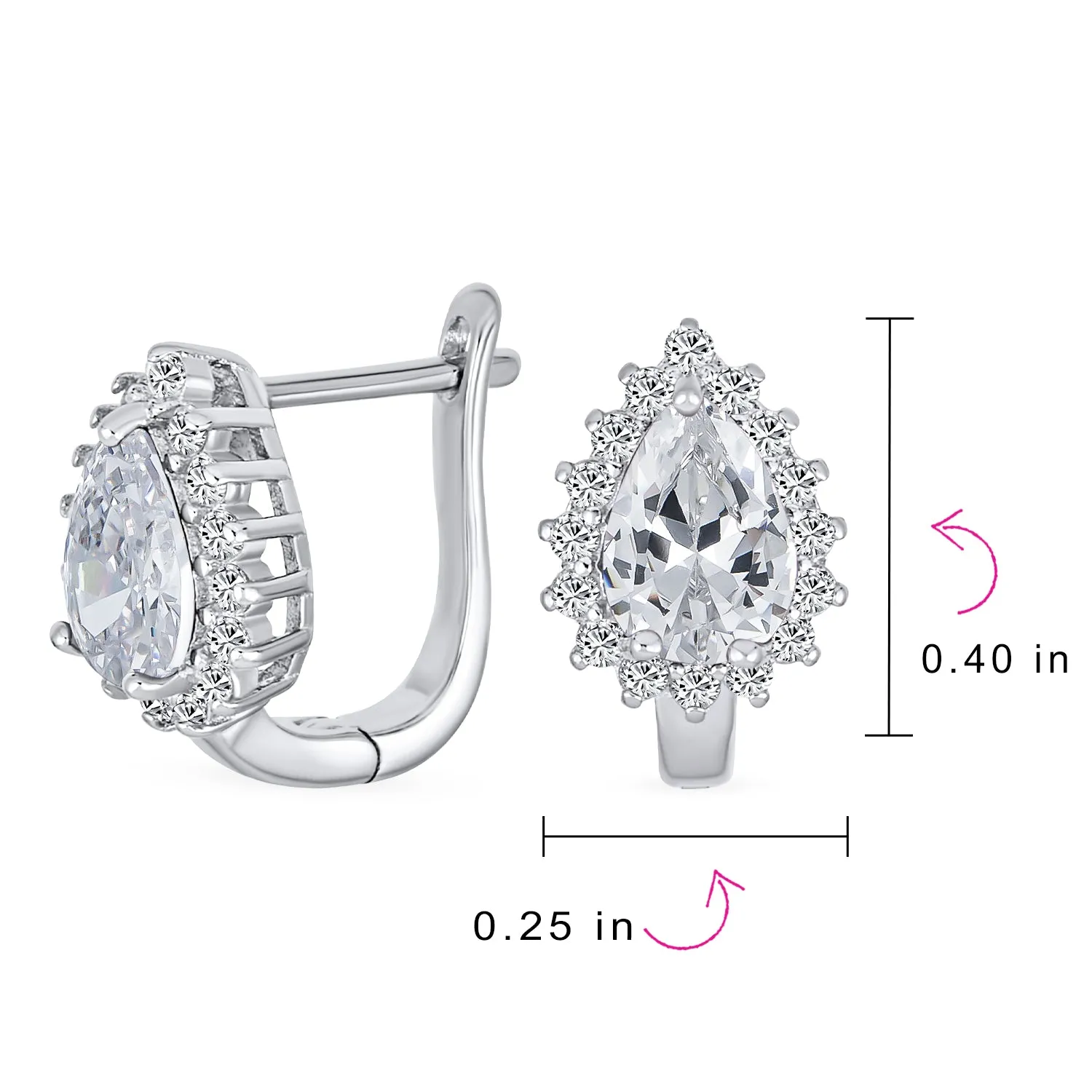 Timeless Bridal Elegance CZ Stud Earrings: Vintage Teardrop Huggie, Sterling Silver