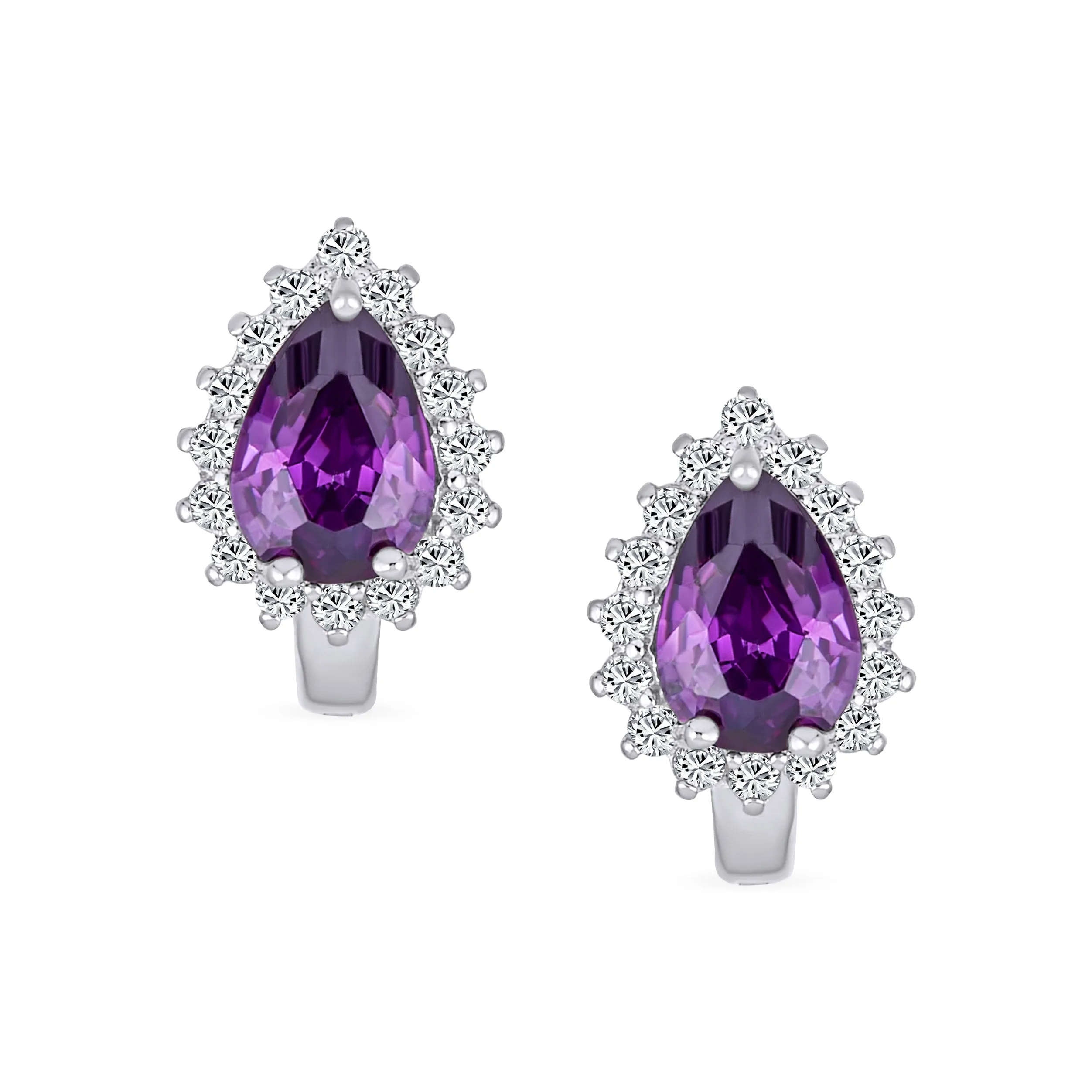 Timeless Bridal Elegance CZ Stud Earrings: Vintage Teardrop Huggie, Sterling Silver
