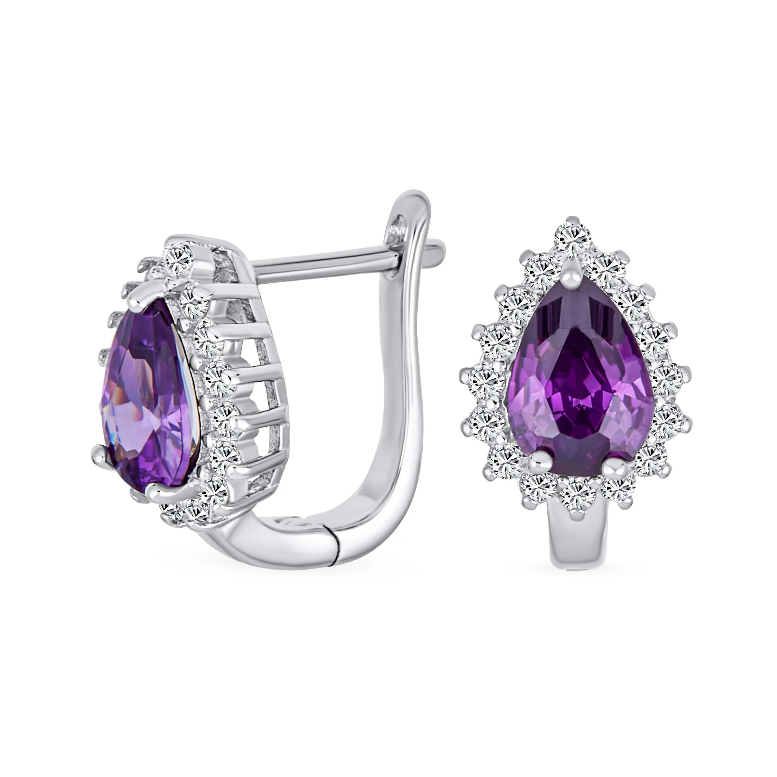 Timeless Bridal Elegance CZ Stud Earrings: Vintage Teardrop Huggie, Sterling Silver
