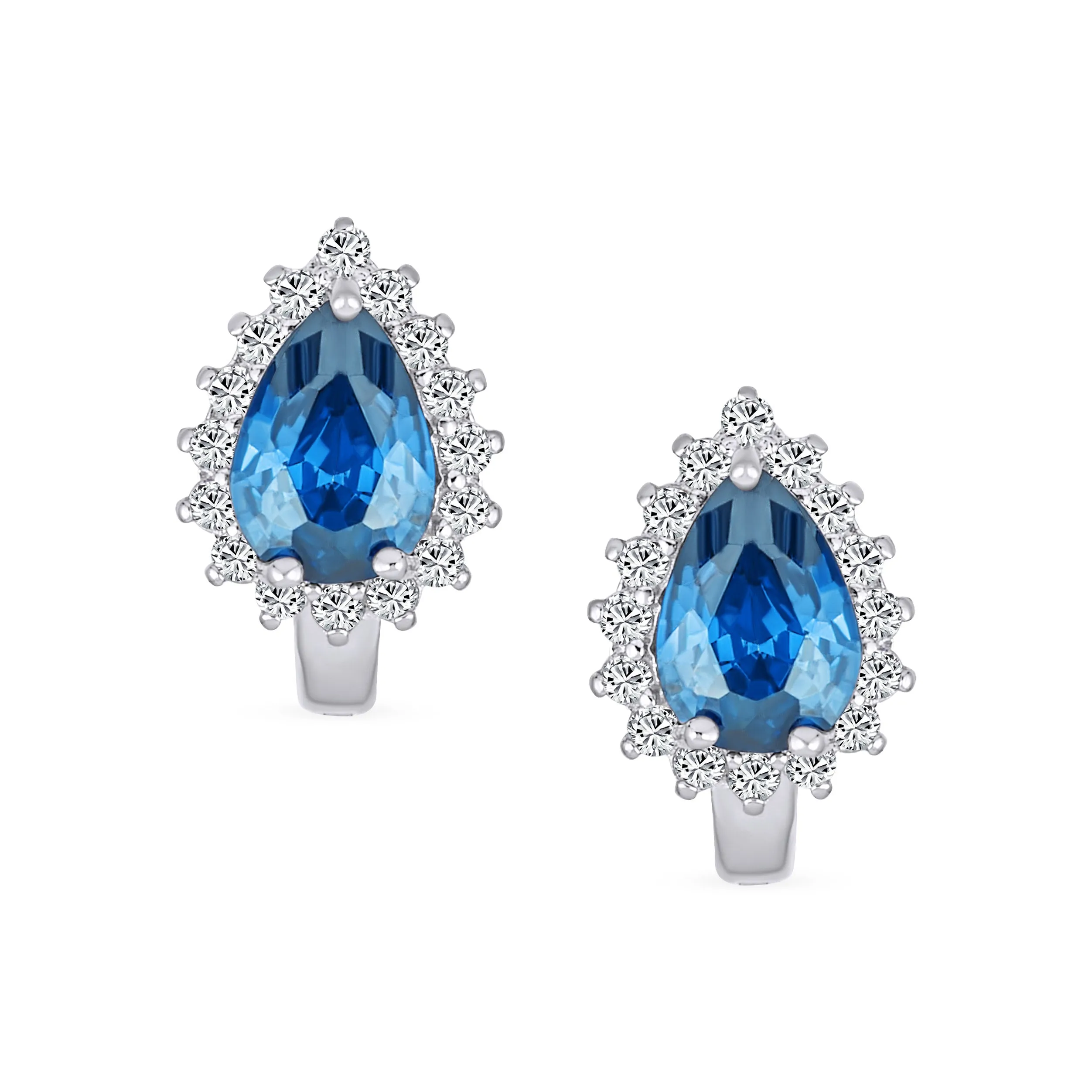 Timeless Bridal Elegance CZ Stud Earrings: Vintage Teardrop Huggie, Sterling Silver