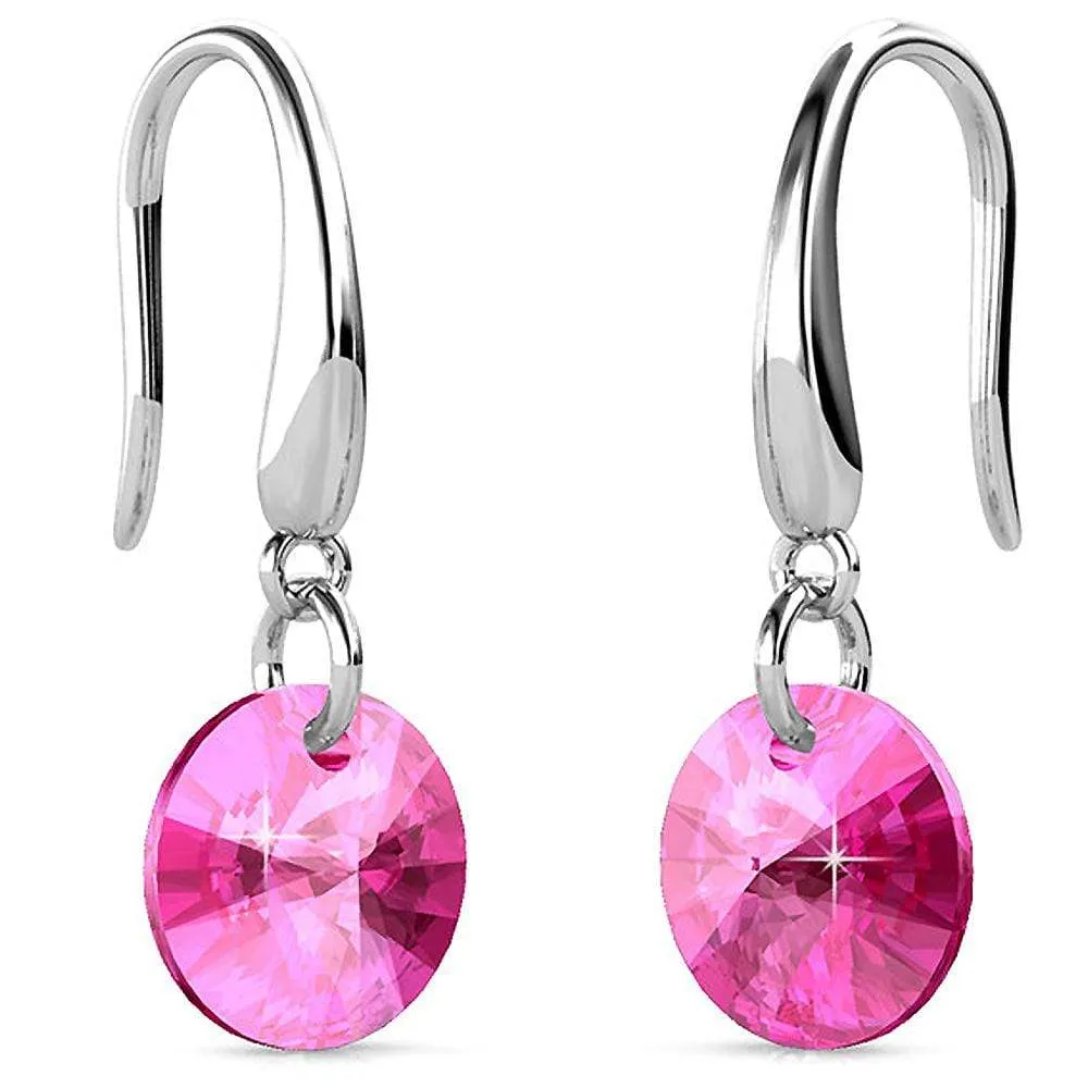 Timeless Crystal Drop Earrings Pink Embellished With SWAROVSKI® Crystals