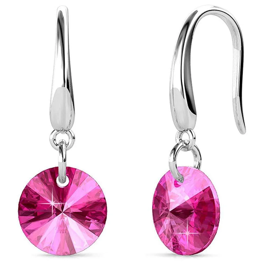 Timeless Crystal Drop Earrings Pink Embellished With SWAROVSKI® Crystals
