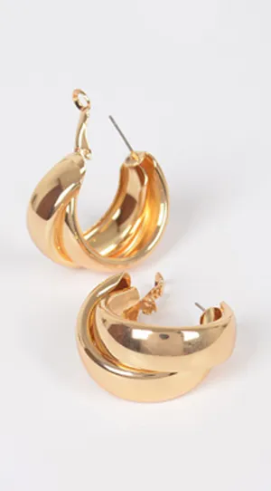 Timeless Twine Double Metal Hoop Earrings - Gold