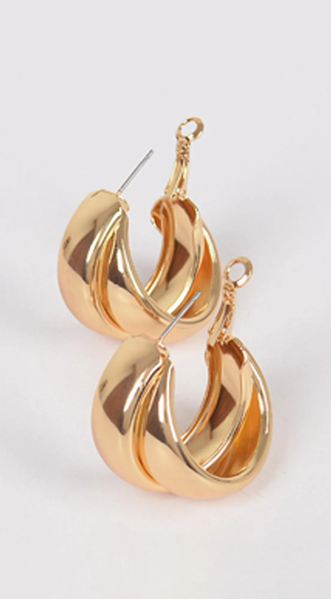 Timeless Twine Double Metal Hoop Earrings - Gold