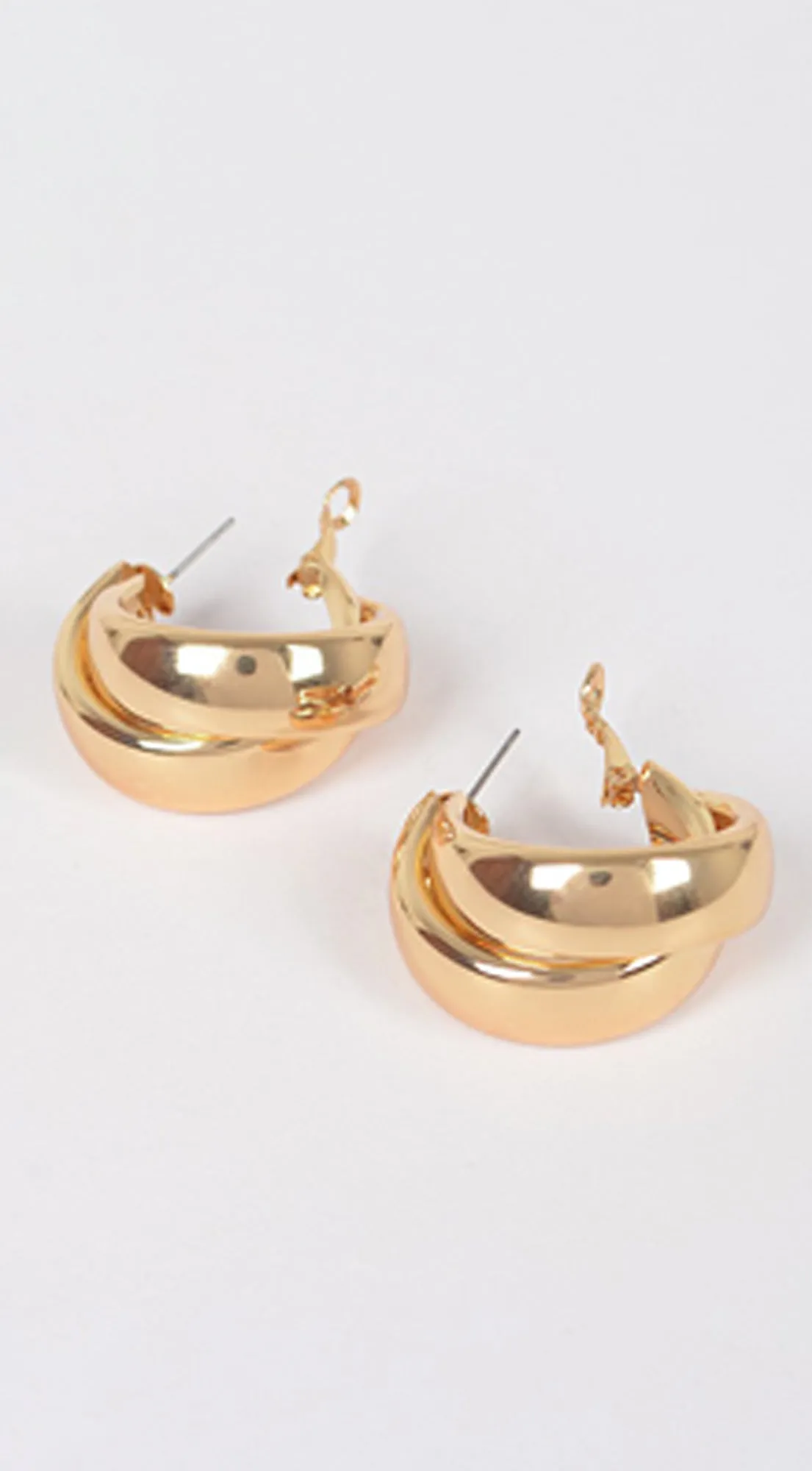 Timeless Twine Double Metal Hoop Earrings - Gold