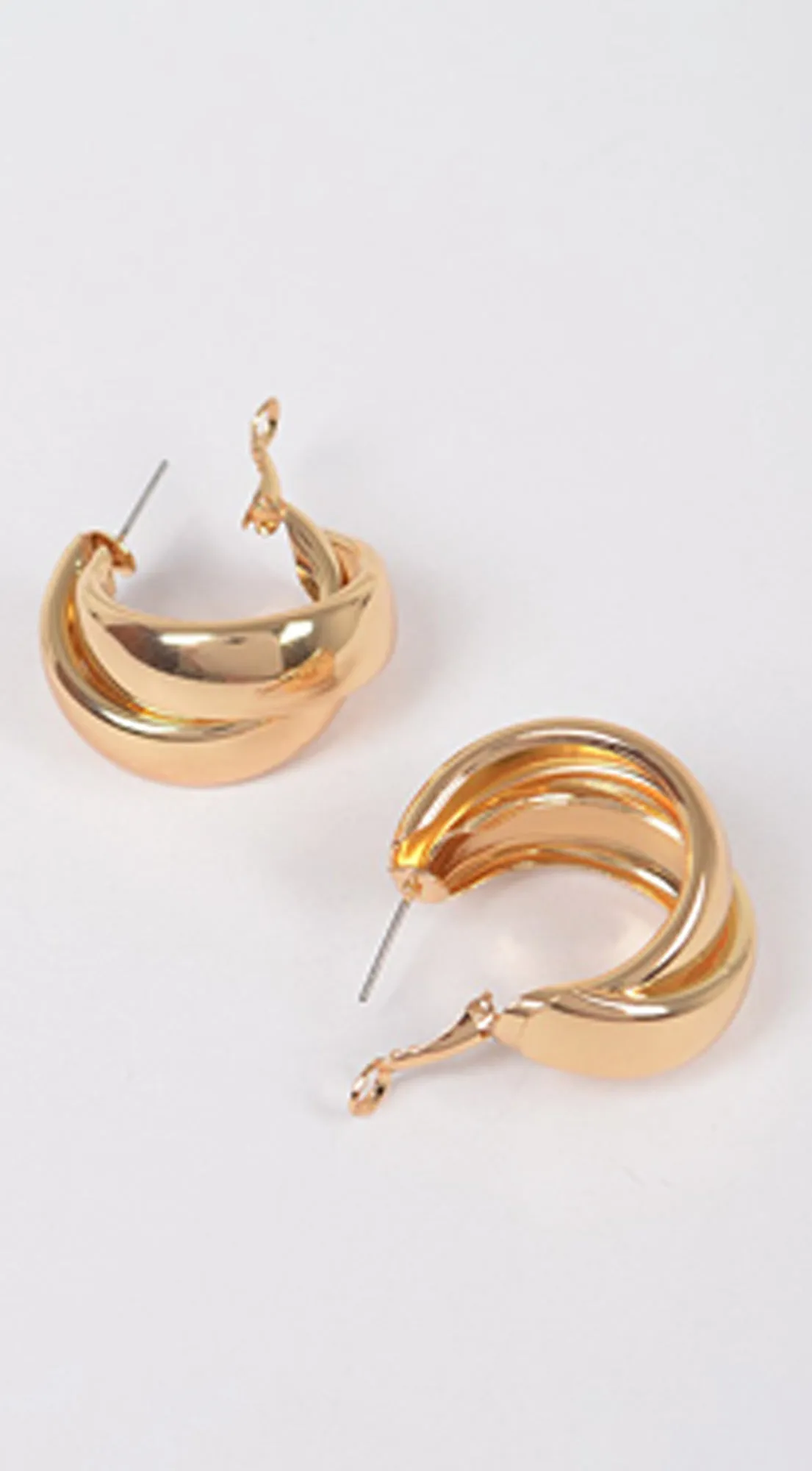 Timeless Twine Double Metal Hoop Earrings - Gold