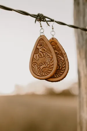 Tooled Pear Drop Earrings