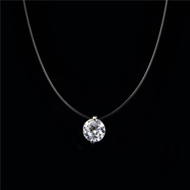 Transparent Chain with Exquisite Cubic Zirconia Pendant Necklace