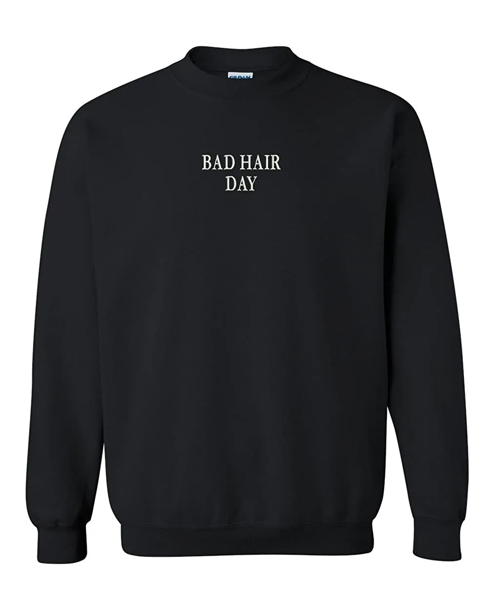 Trendy Apparel Shop Bad Hair Day Embroidered Crewneck Sweatshirt