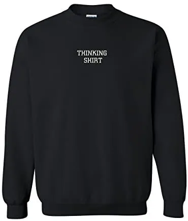 Trendy Apparel Shop Thinking Shirt Embroidered Crewneck Sweatshirt