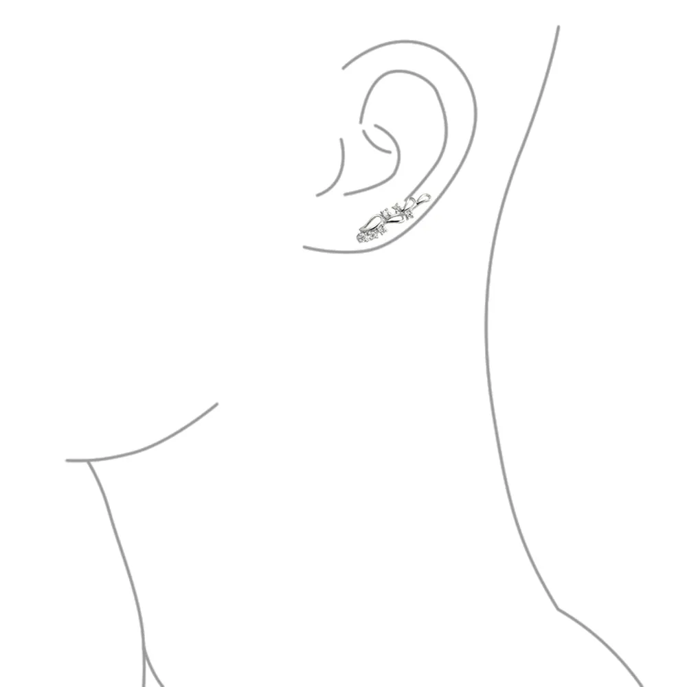 Trendy Leaf Swirl Ear Cuff Cartilage CZ Crawlers 14K Gold Plated Sterling Silver