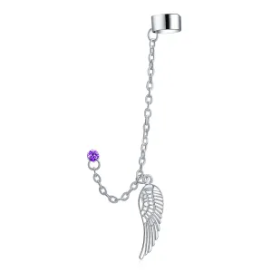 Trendy Unisex Ear Cuff Cartilage Angel Wing Feather Helix Chain Earring Crystal