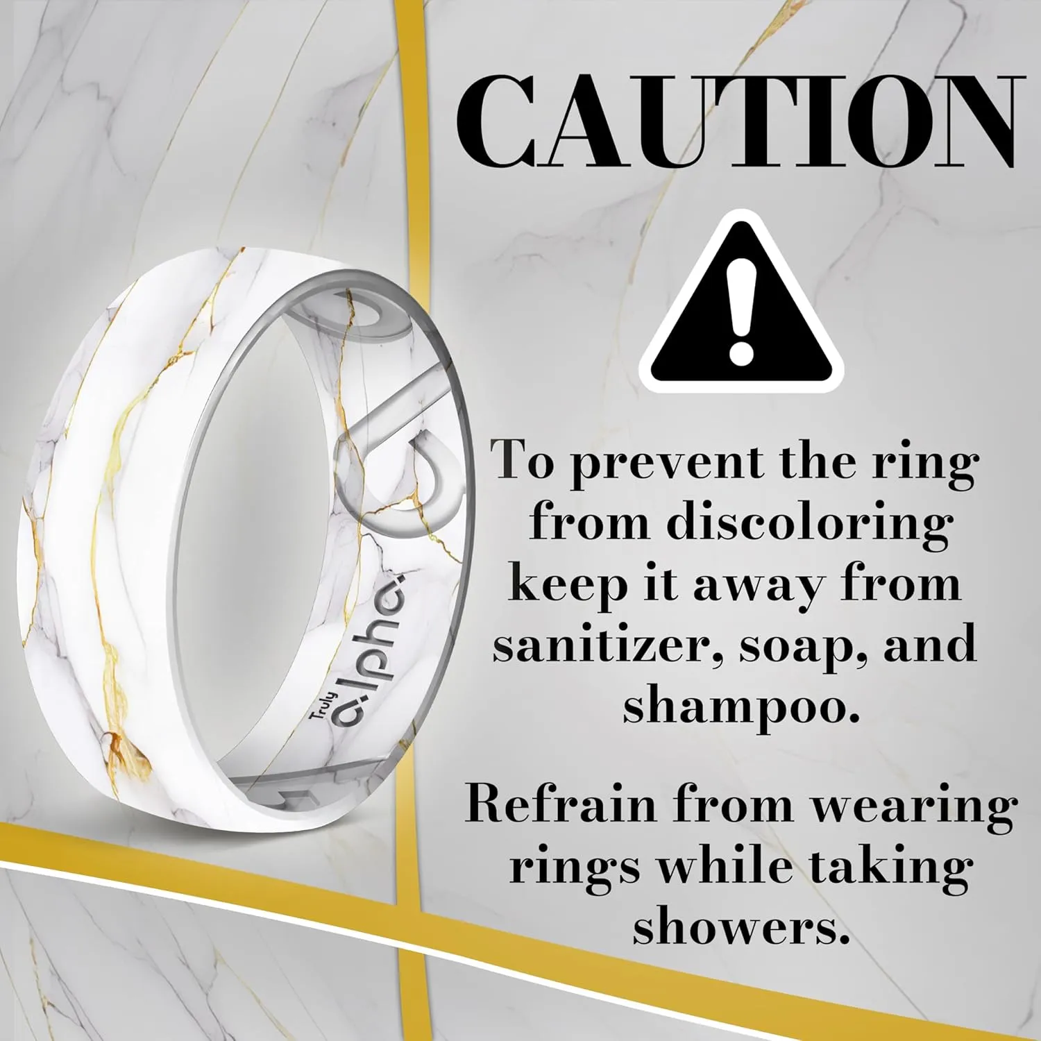 Truly Alpha Breathable Air Grooves Silicone Ring - 8mm, Printed Design Wedding Band | Rubber Ring for Men