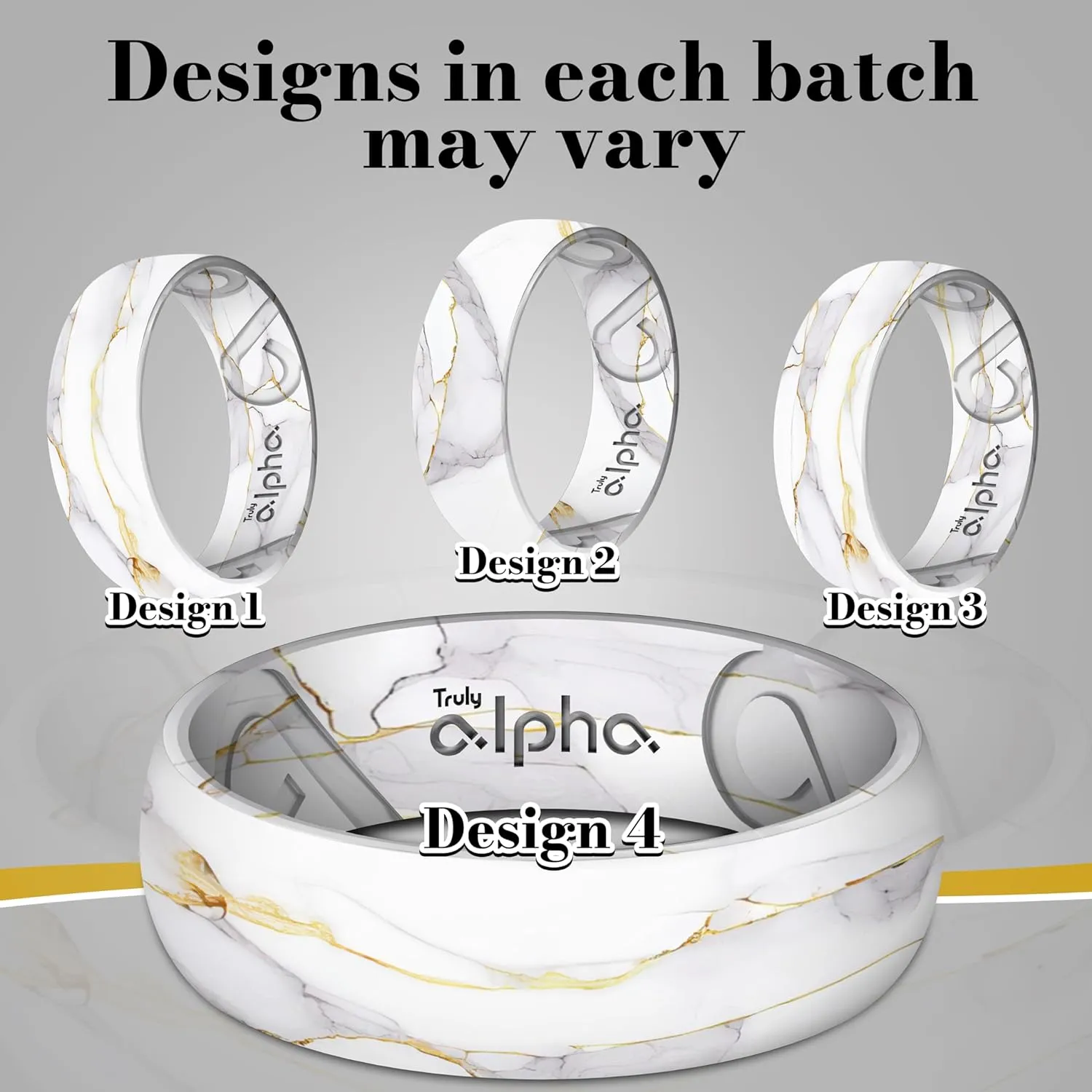 Truly Alpha Breathable Air Grooves Silicone Ring - 8mm, Printed Design Wedding Band | Rubber Ring for Men