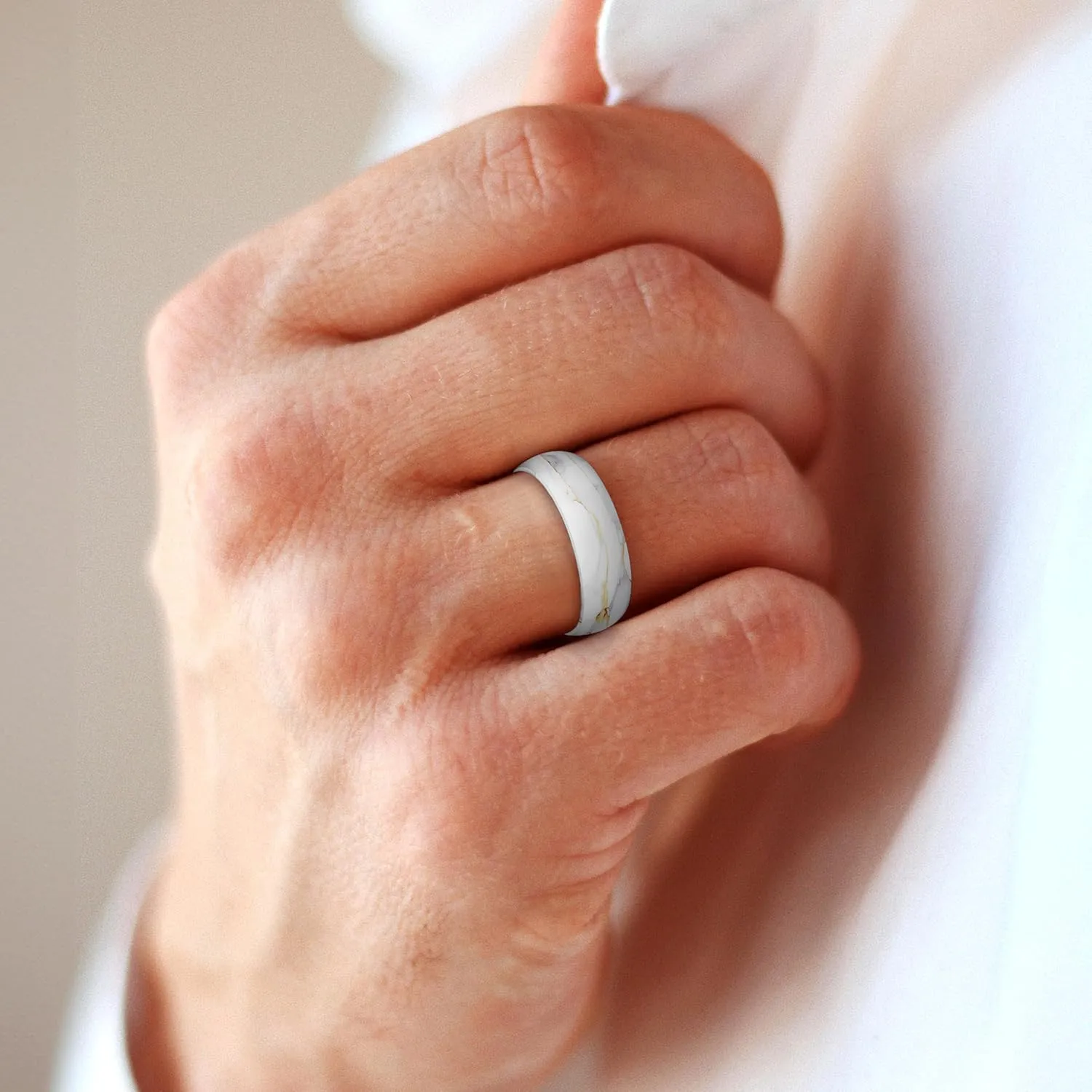 Truly Alpha Breathable Air Grooves Silicone Ring - 8mm, Printed Design Wedding Band | Rubber Ring for Men