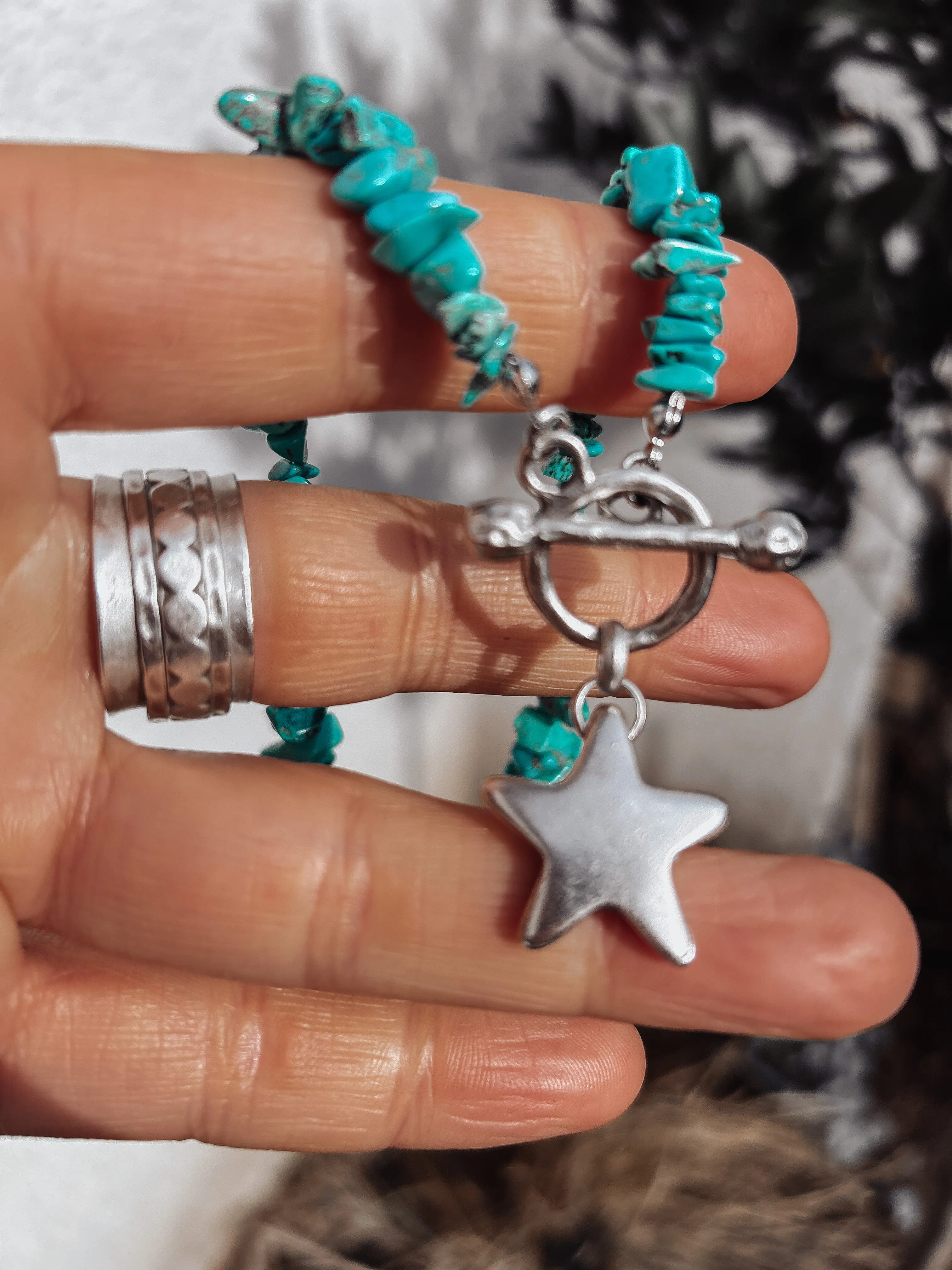 Turquoise Chip Star Necklace