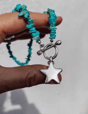 Turquoise Chip Star Necklace