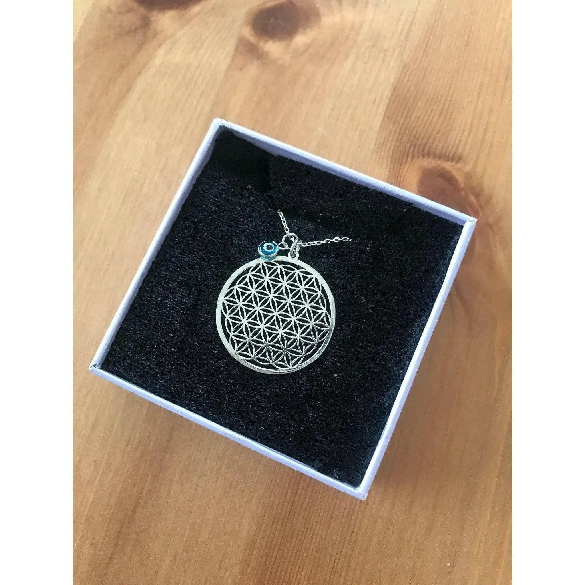 Unisex 925 Sterling Silver Flower of Life Necklace