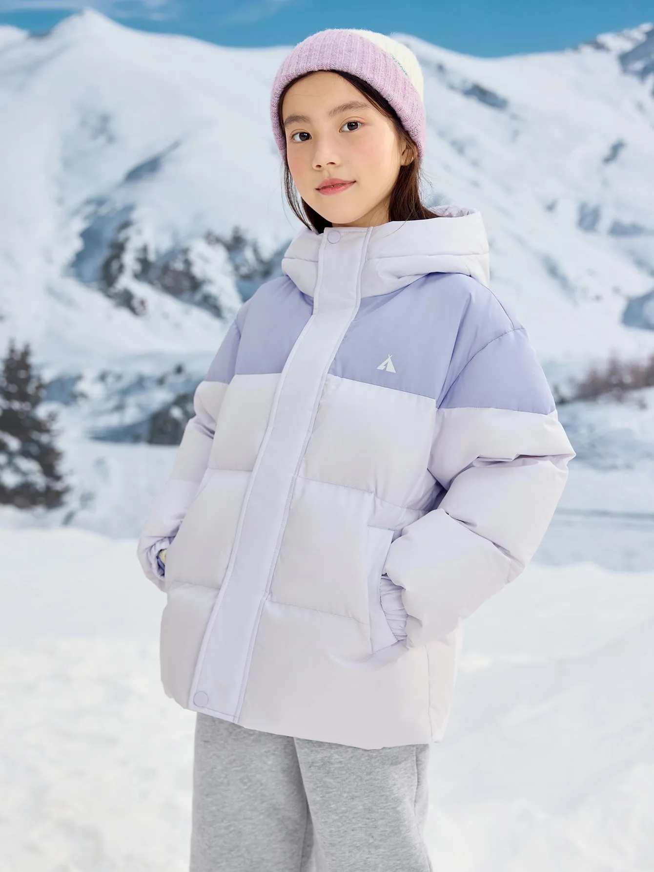 Unisex Family Hooded Tent Pattern Down Jacket