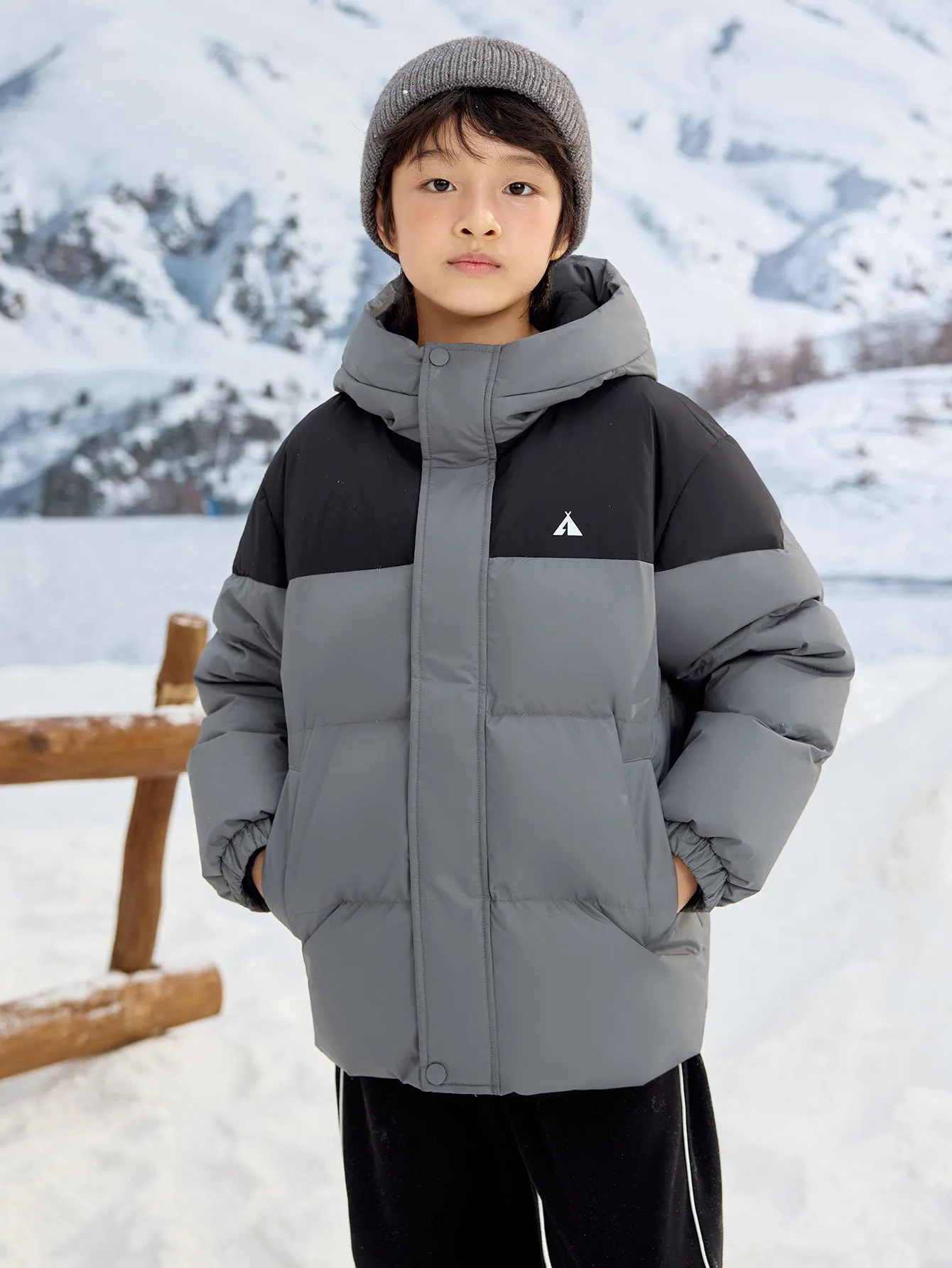 Unisex Family Hooded Tent Pattern Down Jacket