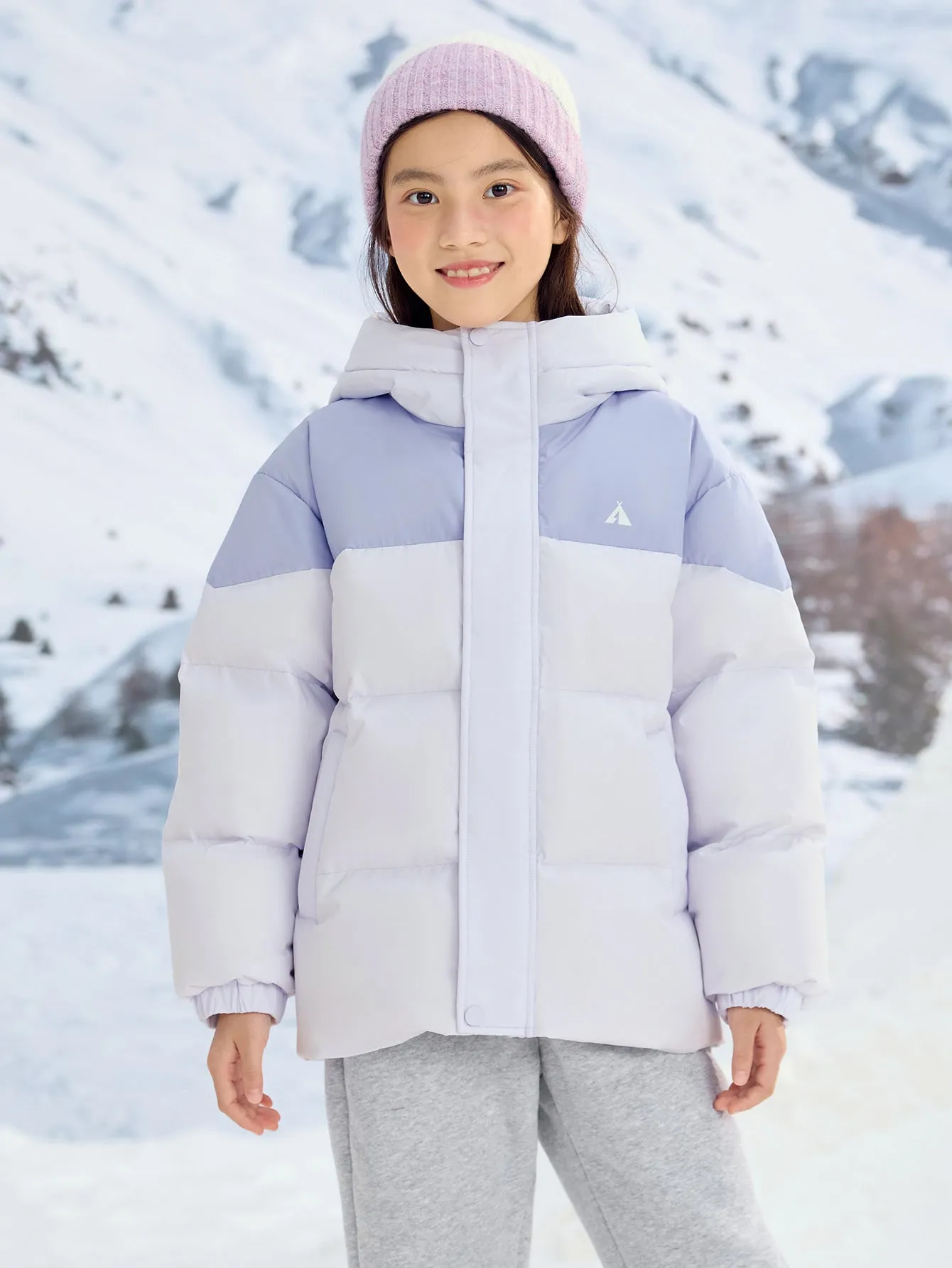 Unisex Family Hooded Tent Pattern Down Jacket