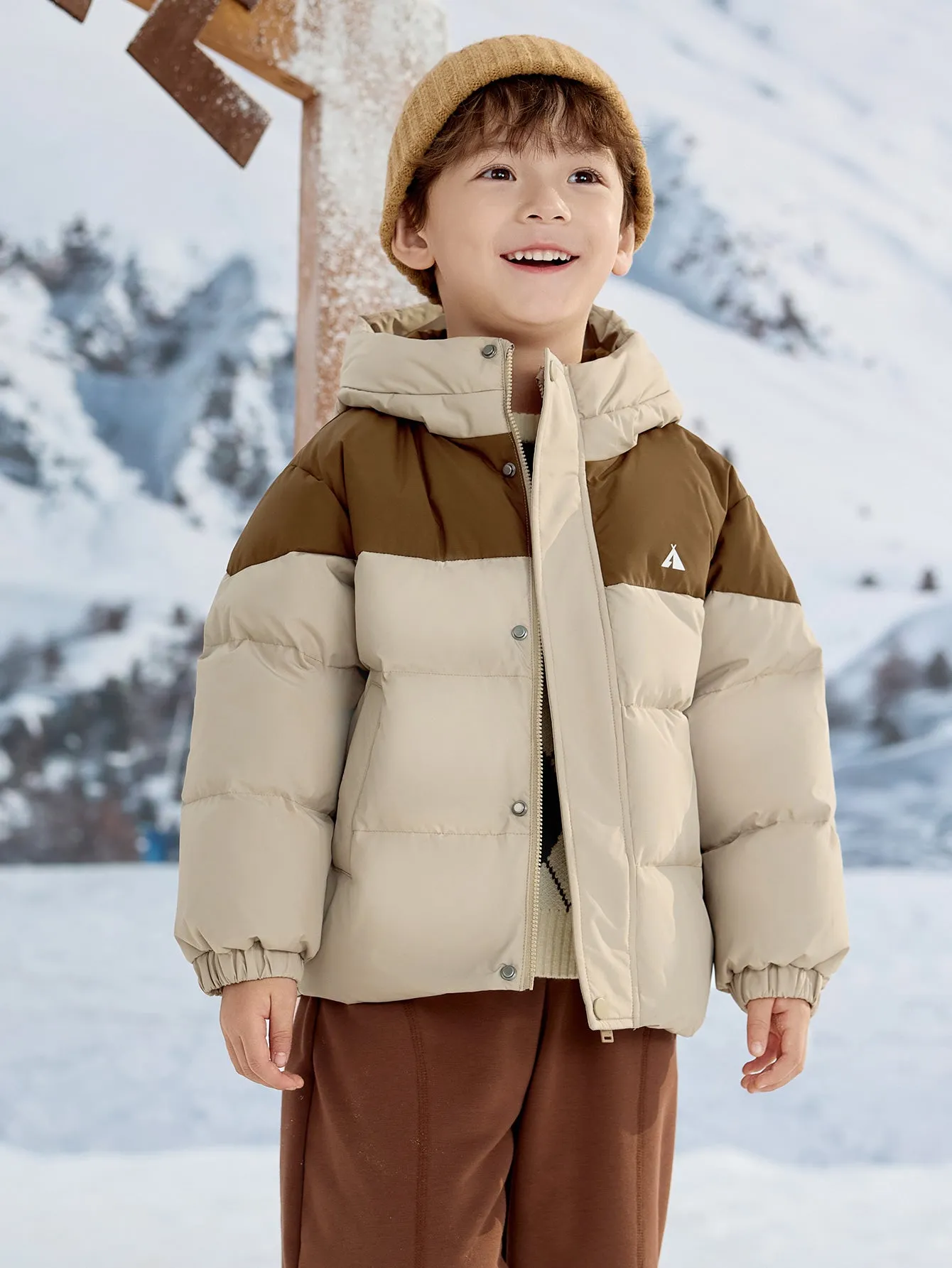 Unisex Family Hooded Tent Pattern Down Jacket