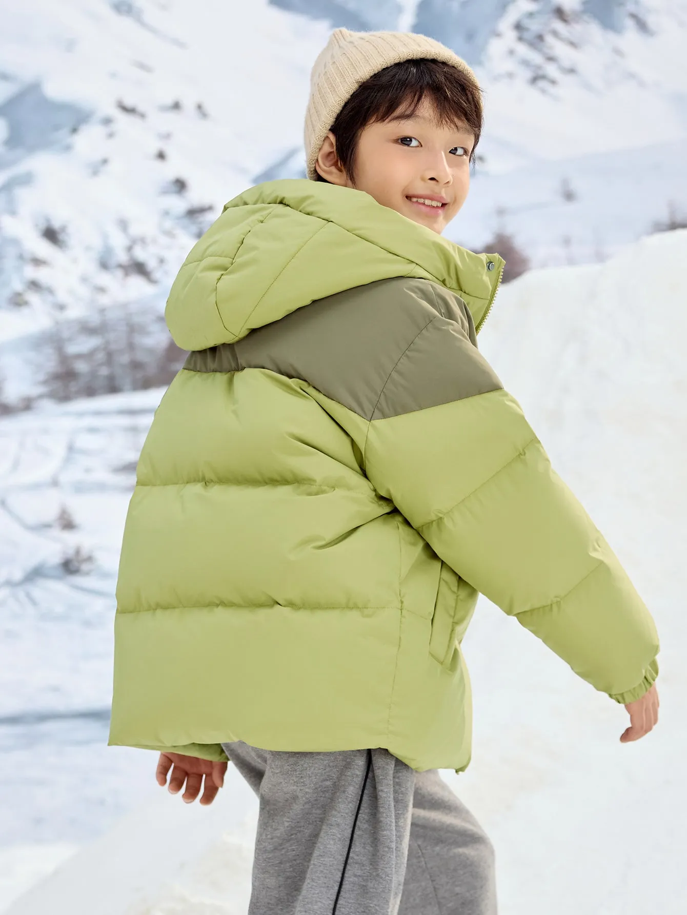 Unisex Family Hooded Tent Pattern Down Jacket