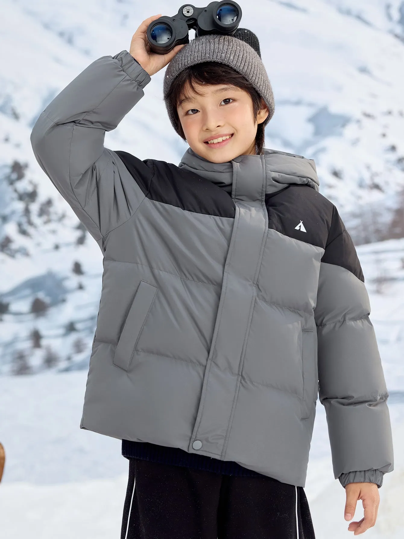 Unisex Family Hooded Tent Pattern Down Jacket