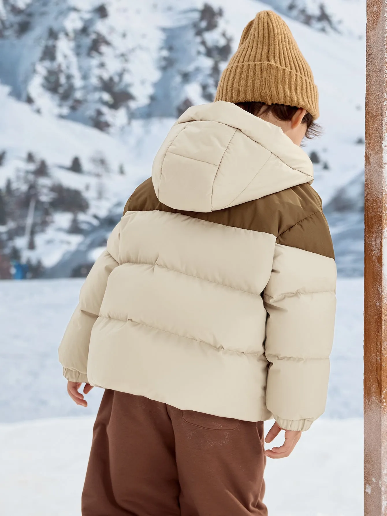 Unisex Family Hooded Tent Pattern Down Jacket