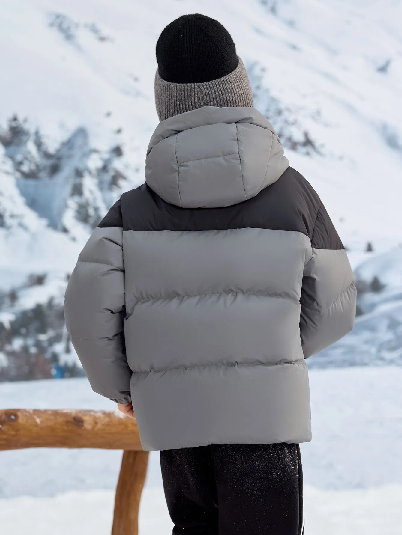 Unisex Family Hooded Tent Pattern Down Jacket