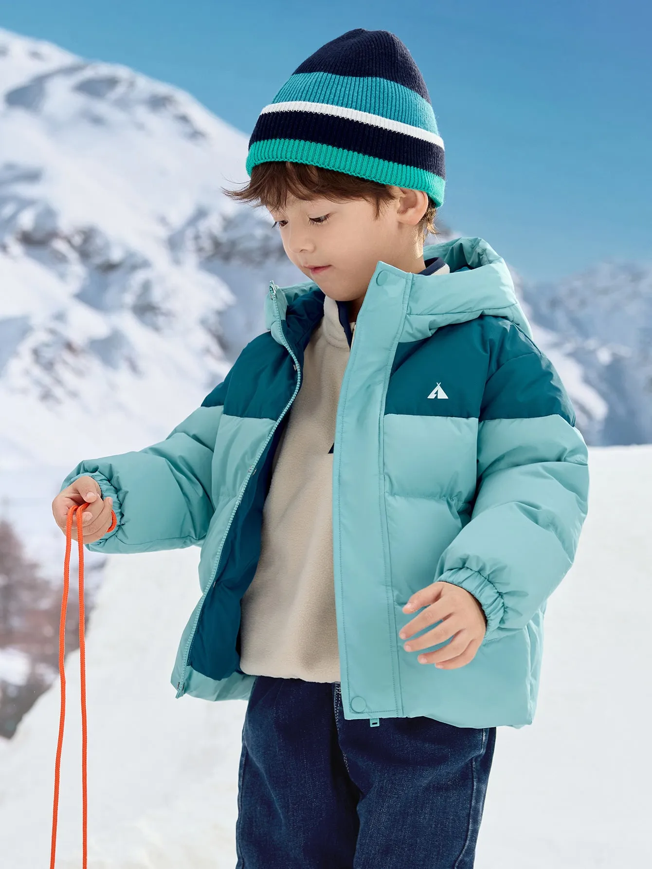 Unisex Family Hooded Tent Pattern Down Jacket