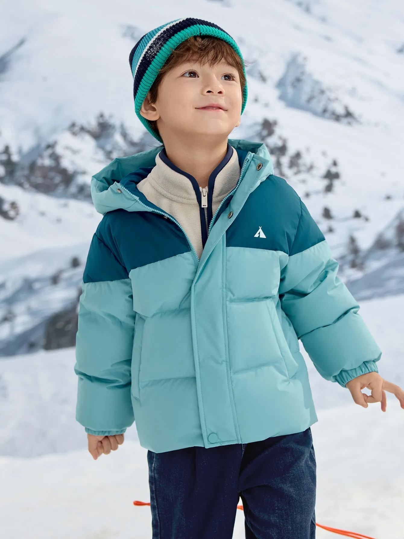 Unisex Family Hooded Tent Pattern Down Jacket