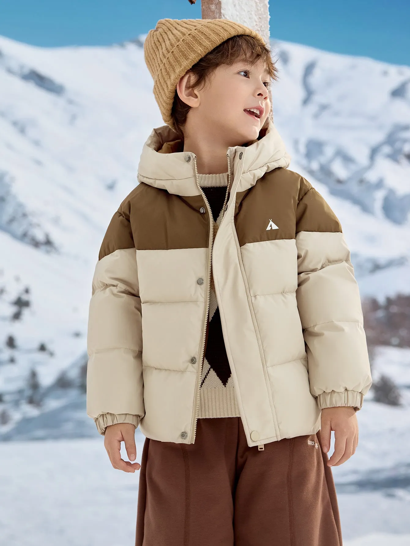 Unisex Family Hooded Tent Pattern Down Jacket
