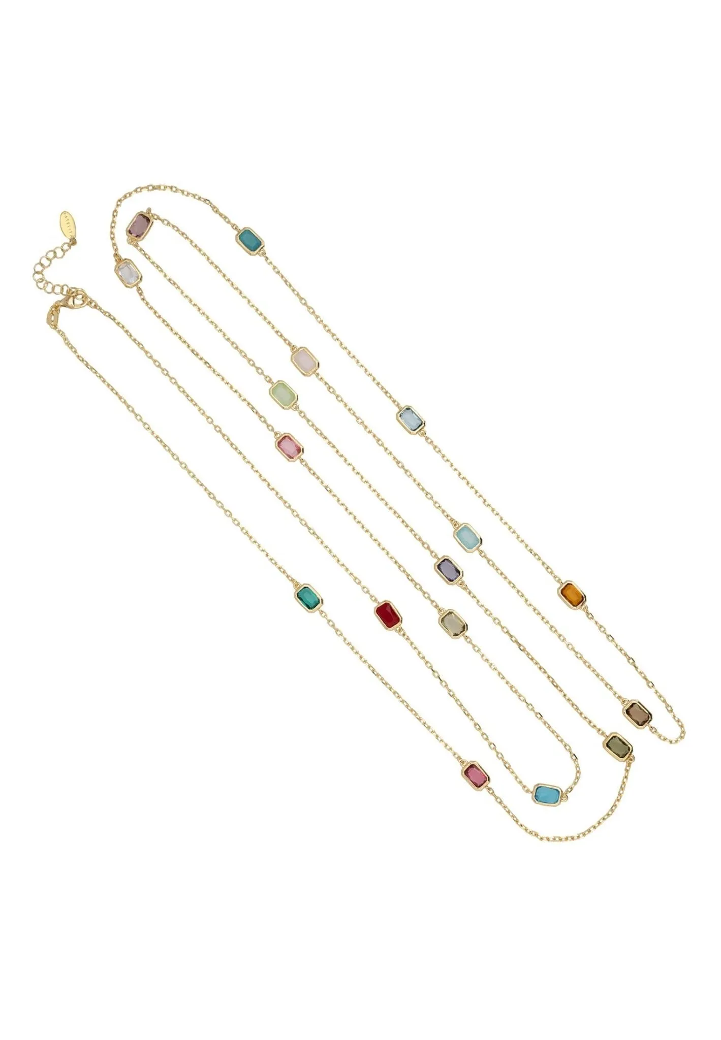 Venice Rainbow Gemstone Necklace Dipped in Gold