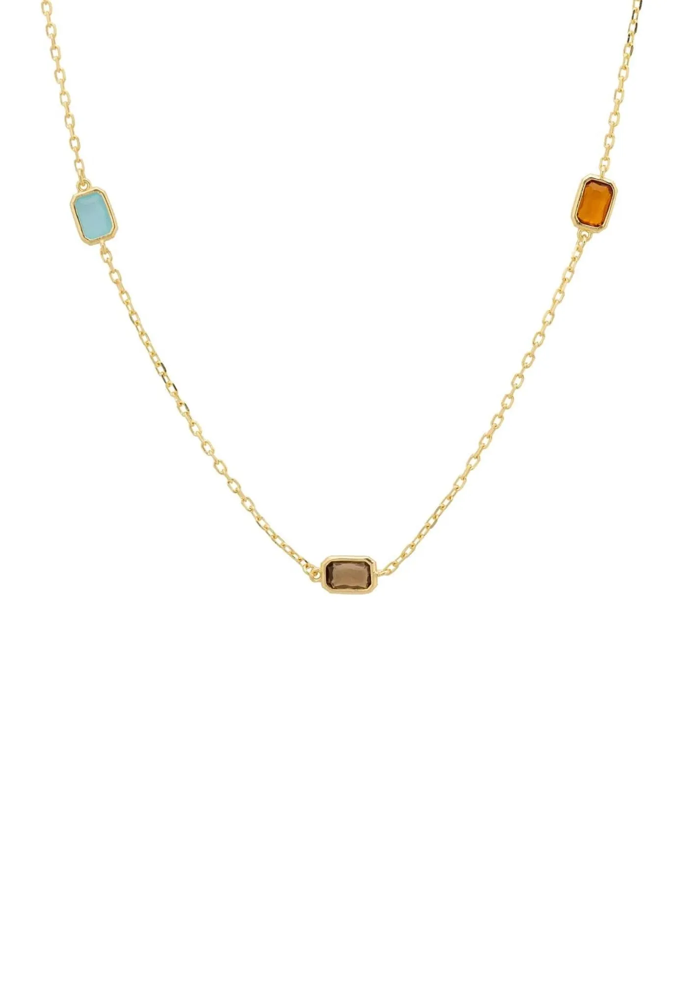 Venice Rainbow Gemstone Necklace Dipped in Gold
