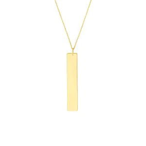 Vertical Engravable Bar Adj. Necklace
