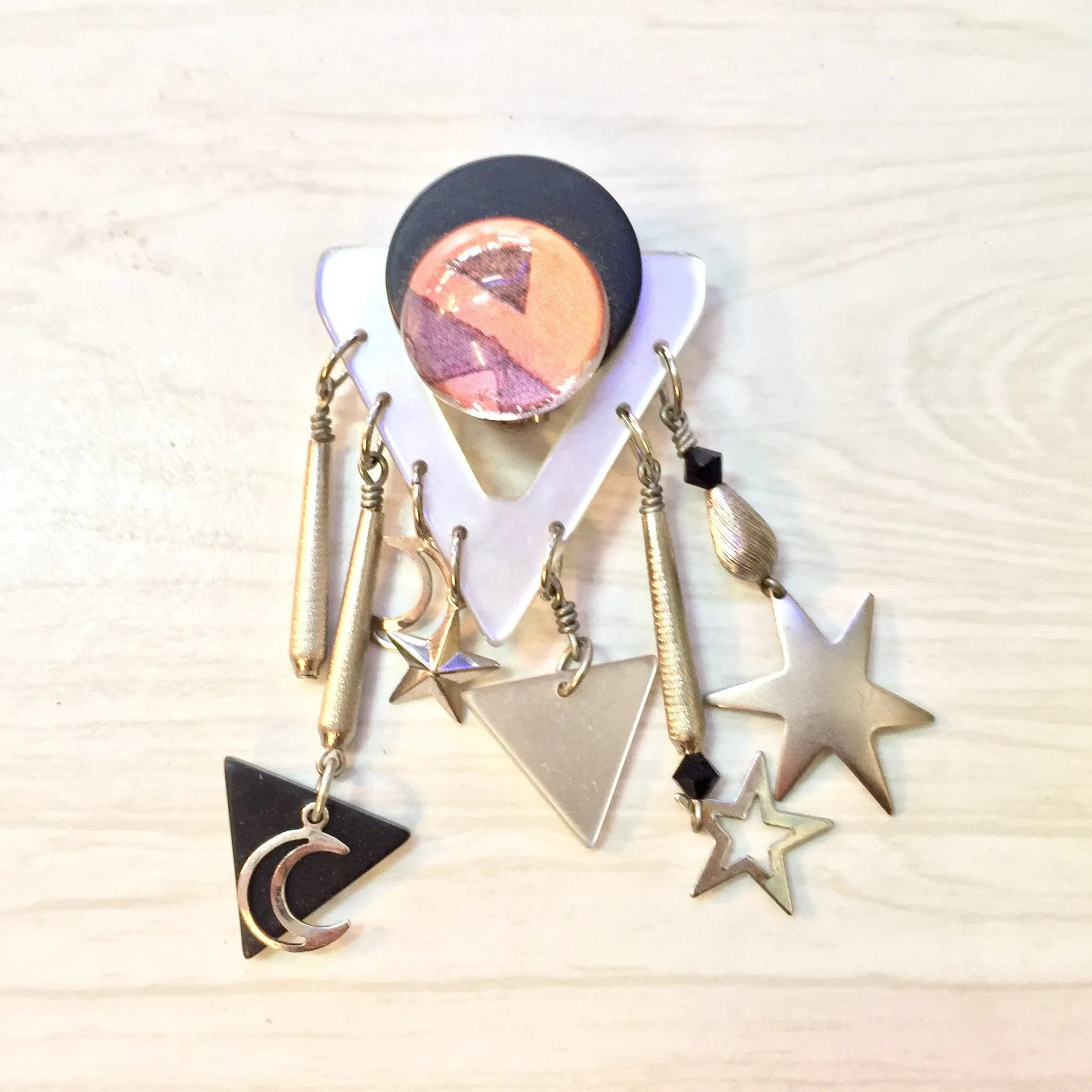 Vintage 80's Clip On Earrings | Big and Chunky Earrings | 80's Style | Moon and Stars Jewelry | Costume Jewelry | Statement Earrings |