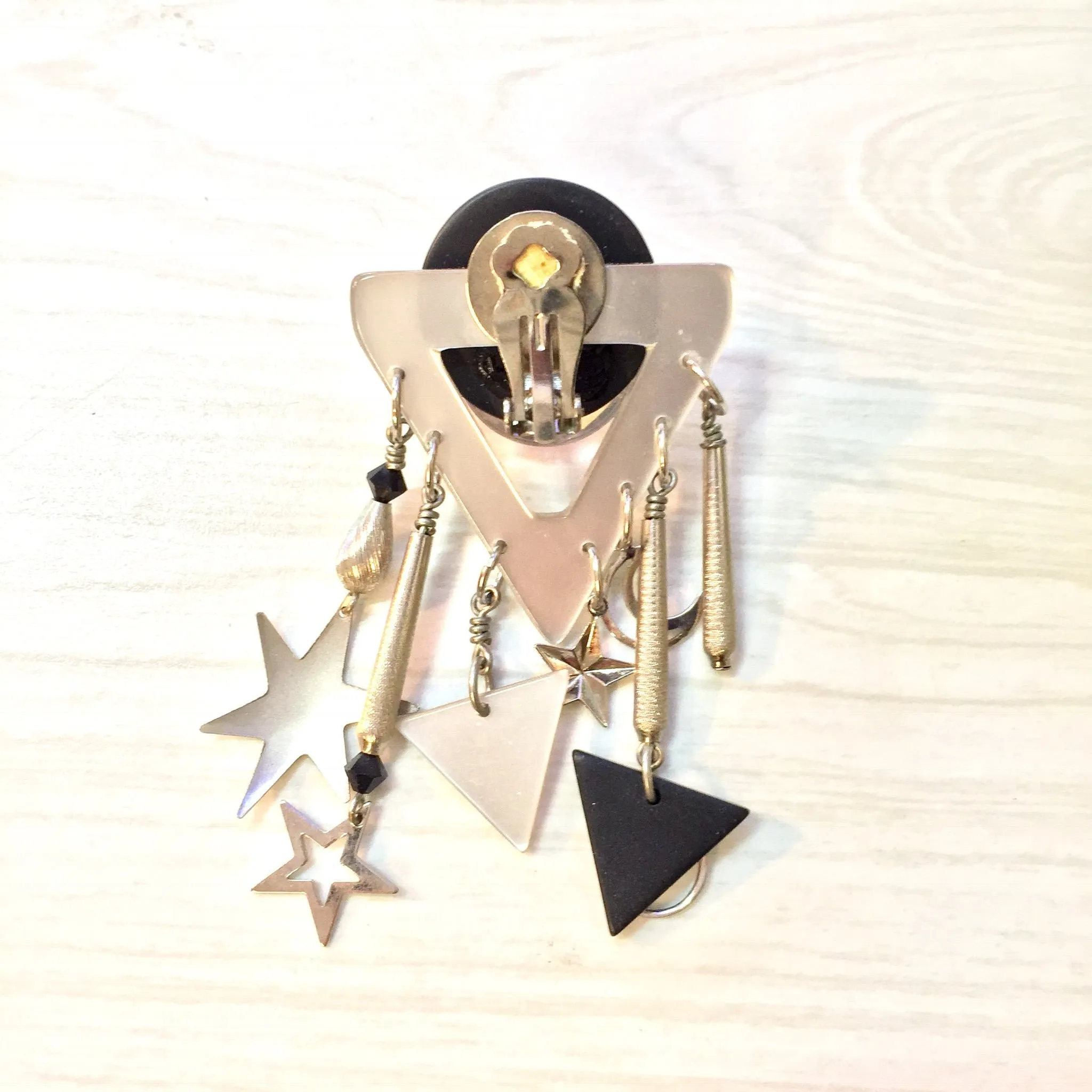 Vintage 80's Clip On Earrings | Big and Chunky Earrings | 80's Style | Moon and Stars Jewelry | Costume Jewelry | Statement Earrings |