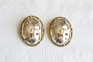 VINTAGE CHUNKY ABSTRACT OVERSIZE CLIP-ONS